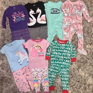 Lot of 12 Months Toddler Girl Pajamas